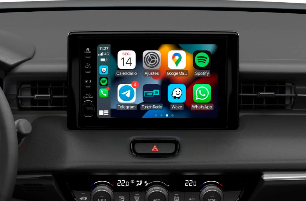 Multimídia 8” Apple CarPlay e Android Auto